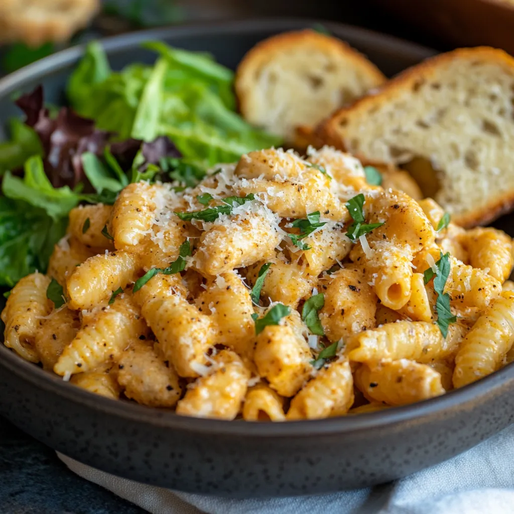 Marry Me Chicken Pasta: Creamy, Easy & Totally Irresistible 7 plated marry me chicken pasta with basil and side salad