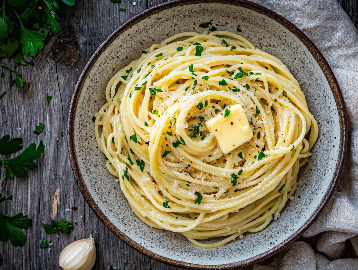 Pasta with Butter Garlic Sauce: Simple & Comforting in 20 Minutes 3 Pasta with butter garlic sauce in a rustic bowl