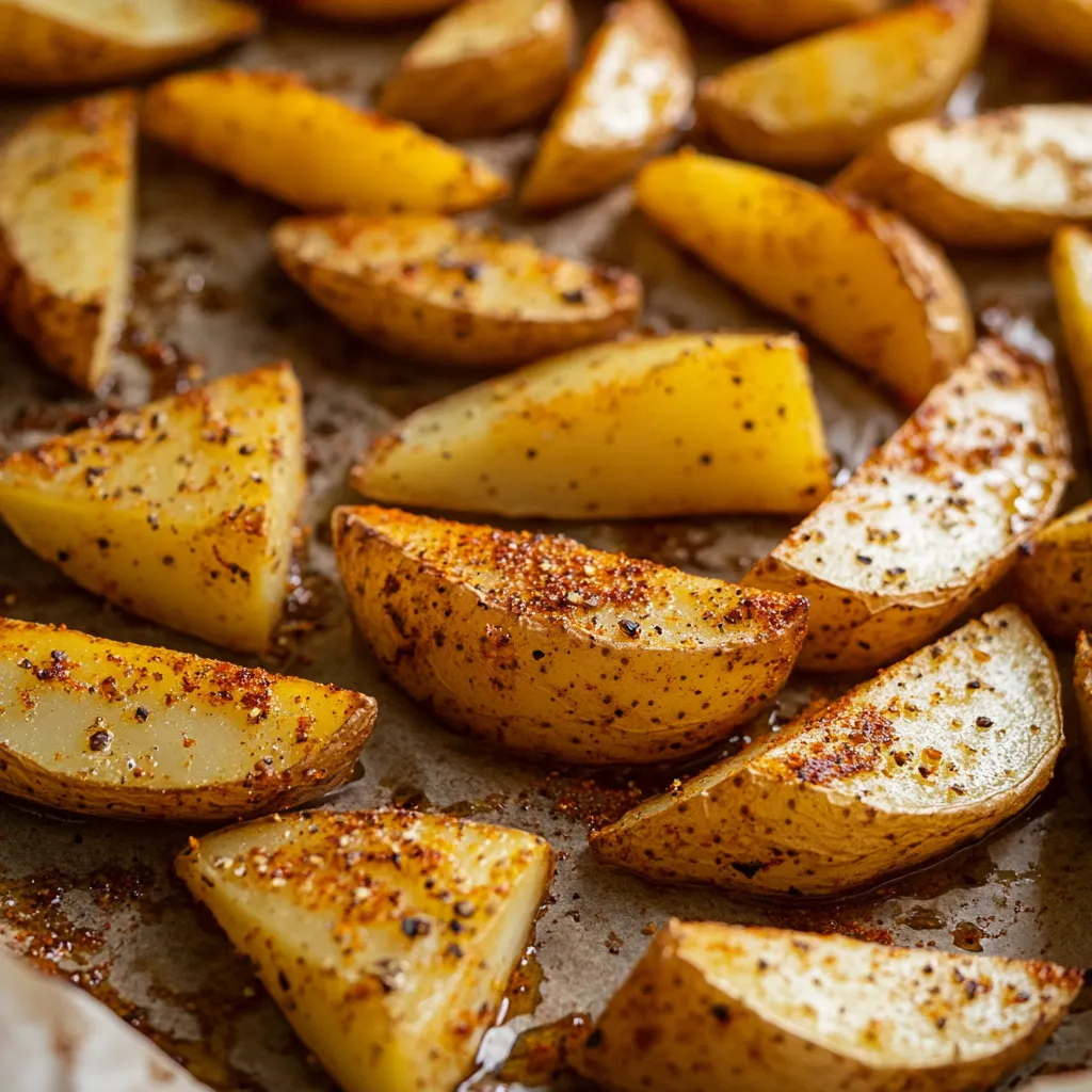 Best Gold Potato Recipes for Every Meal: Easy, Crispy & Comforting Ideas 2 Gold potato wedges seasoned for oven roast