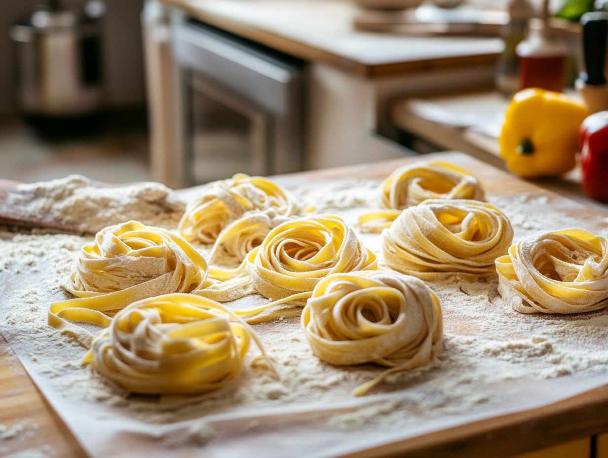 storing fresh made pasta on kitchen counter
