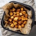 air fryer crumbled tofu recipe finished in basket