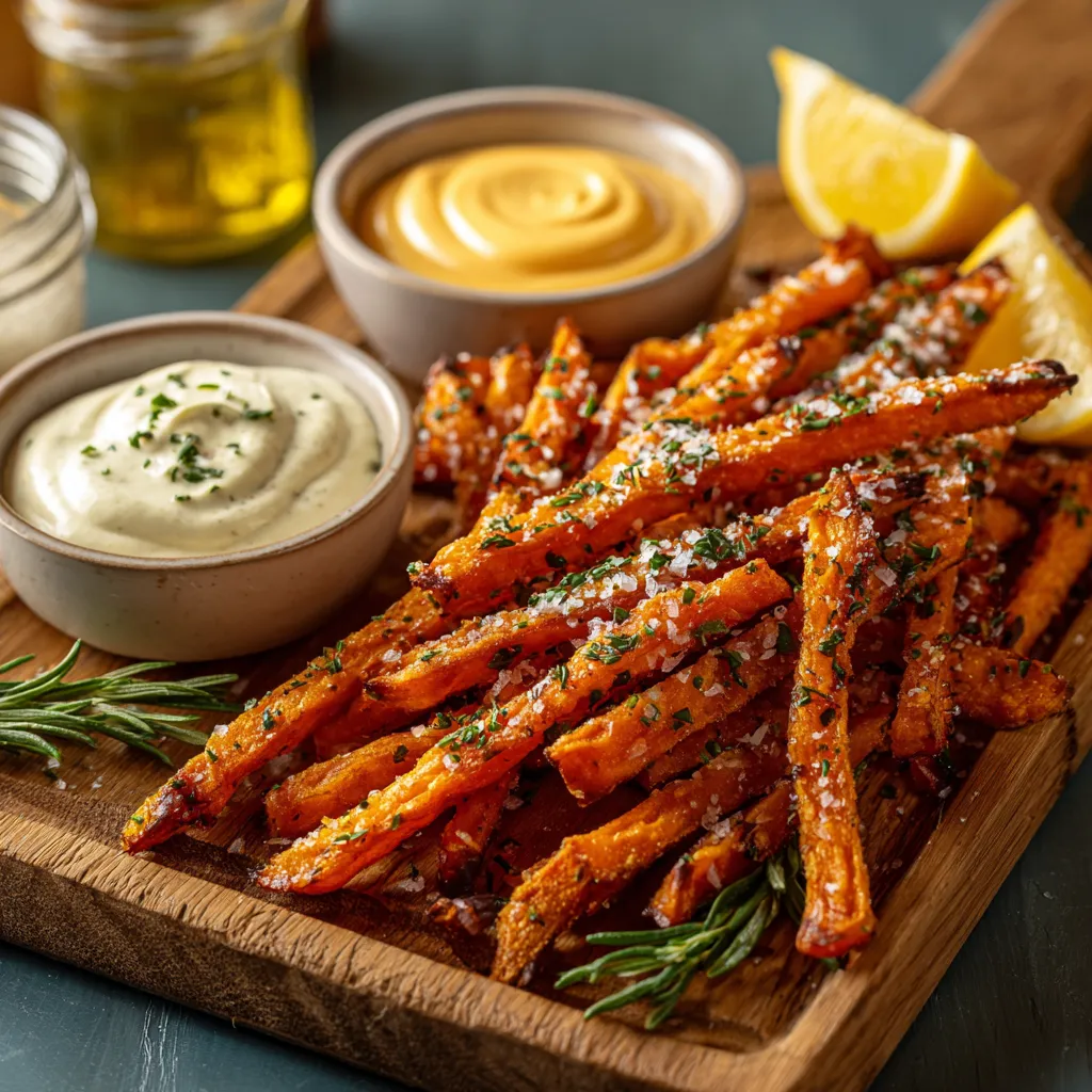 Sweet Potato Air Fryer Recipe That’s Crispy, Easy & Packed With Flavor 7 Air fryer sweet potatoes served with dips