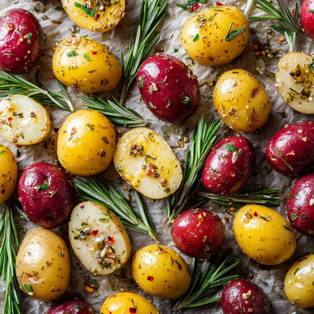 Air Fryer Baby Potatoes: 5 Simple Tips for Perfectly Crispy Results 2 halved baby potatoes with seasoning