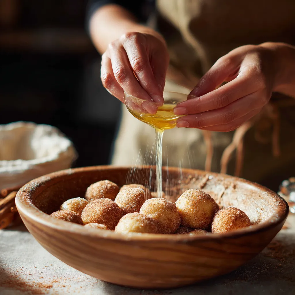 Air Fryer Cinnamon Roll Bites – Irresistible Morning Treats in Minutes 4 Coating cinnamon roll bites in butter and sugar mix