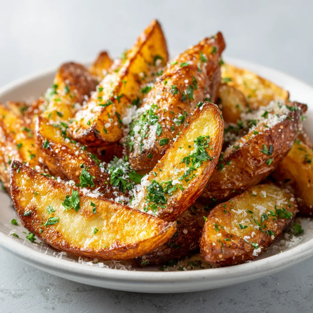 Air Fryer Potato Wedges – Crispy, Delicious & Ready in Minutes 5 finished air fryer potato wedges on plate
