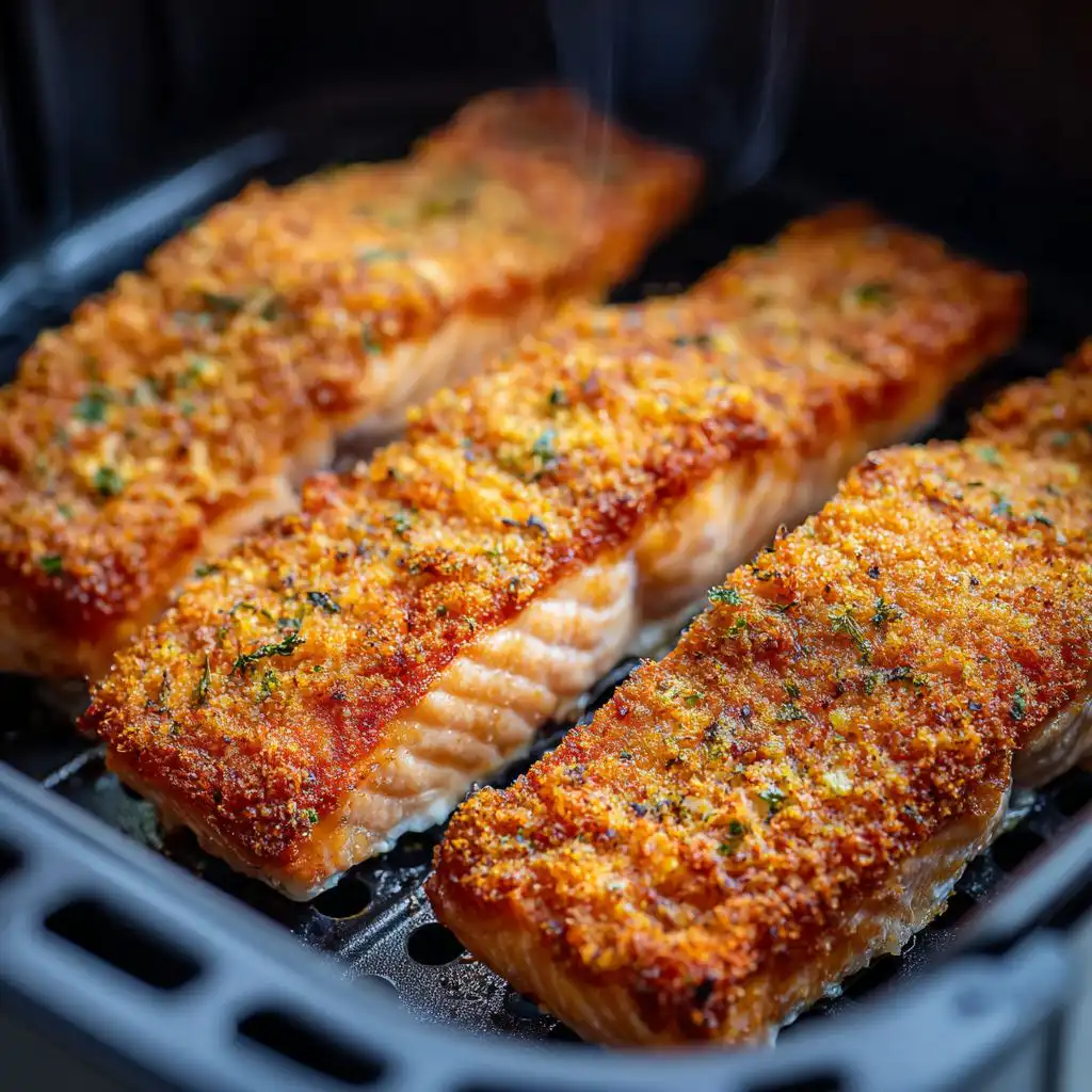 crispy salmon air fryer style fresh from basket