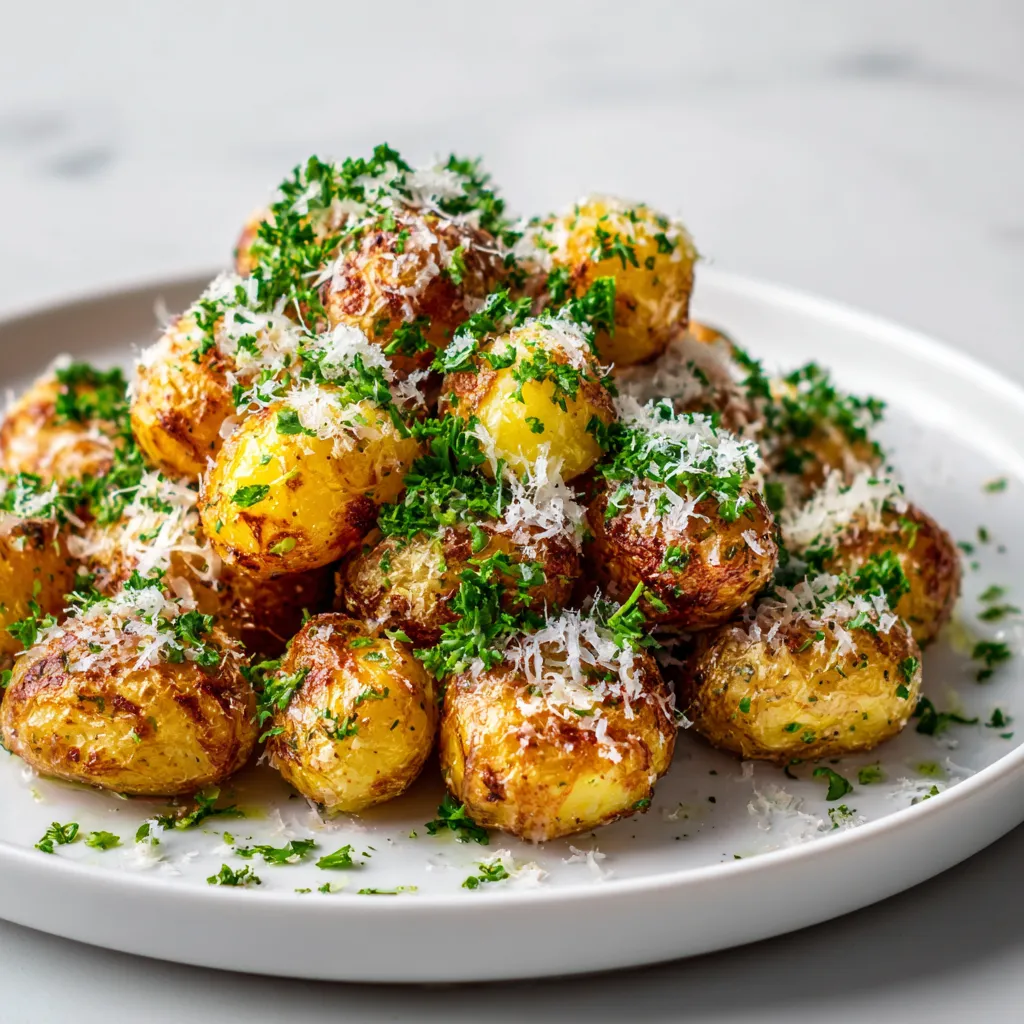 Air Fryer Baby Potatoes: 5 Simple Tips for Perfectly Crispy Results 5 finished air fryer baby potatoes with parmesan