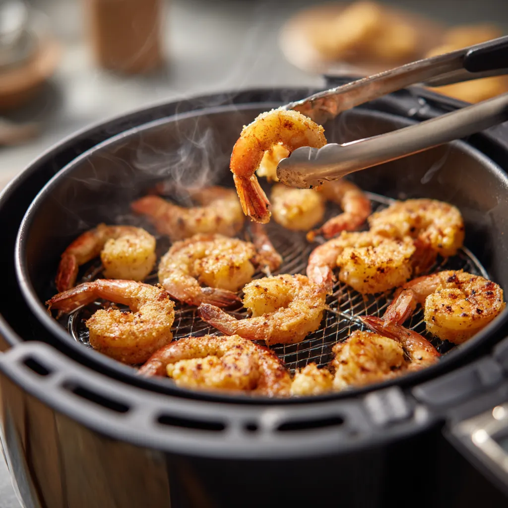 Air Fryer Coconut Shrimp – Crispy, Sweet, & Totally Addictive 4 Midway flip of coconut shrimp in air fryer
