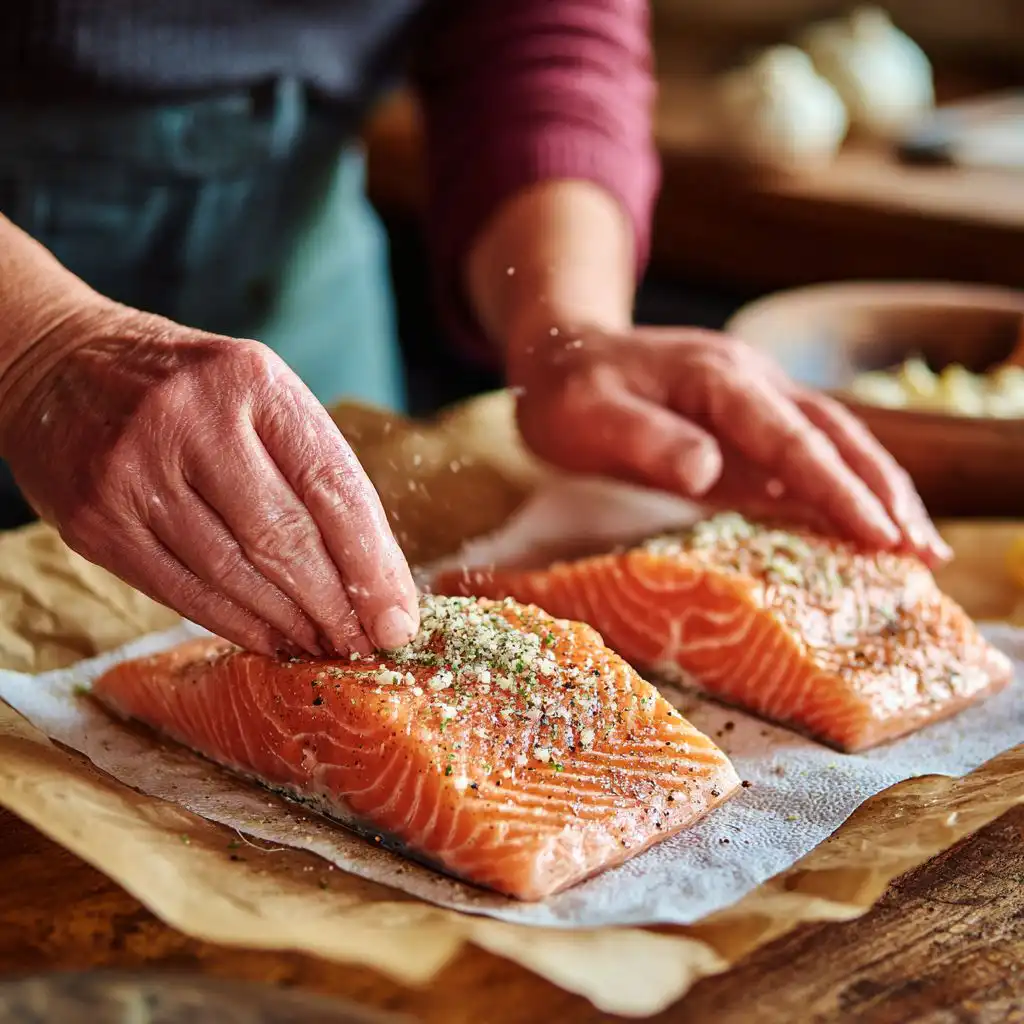 seasoning salmon fillets before air frying
