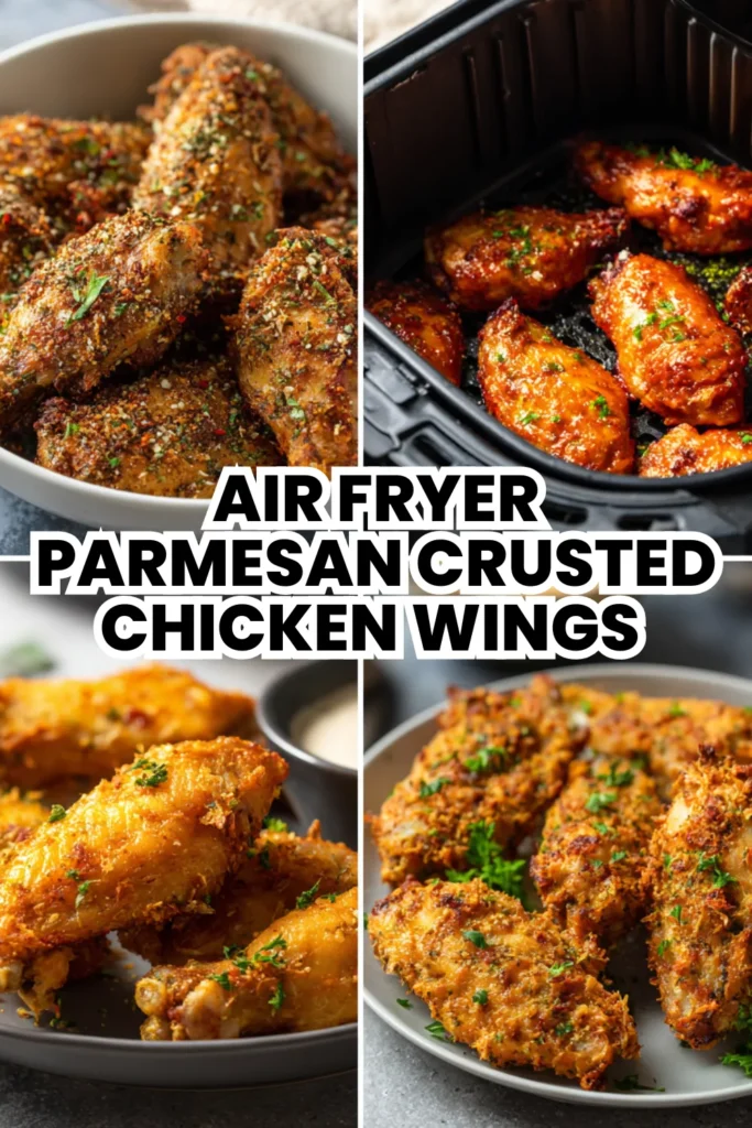 air fryer parmesan crusted chicken wings quad photo