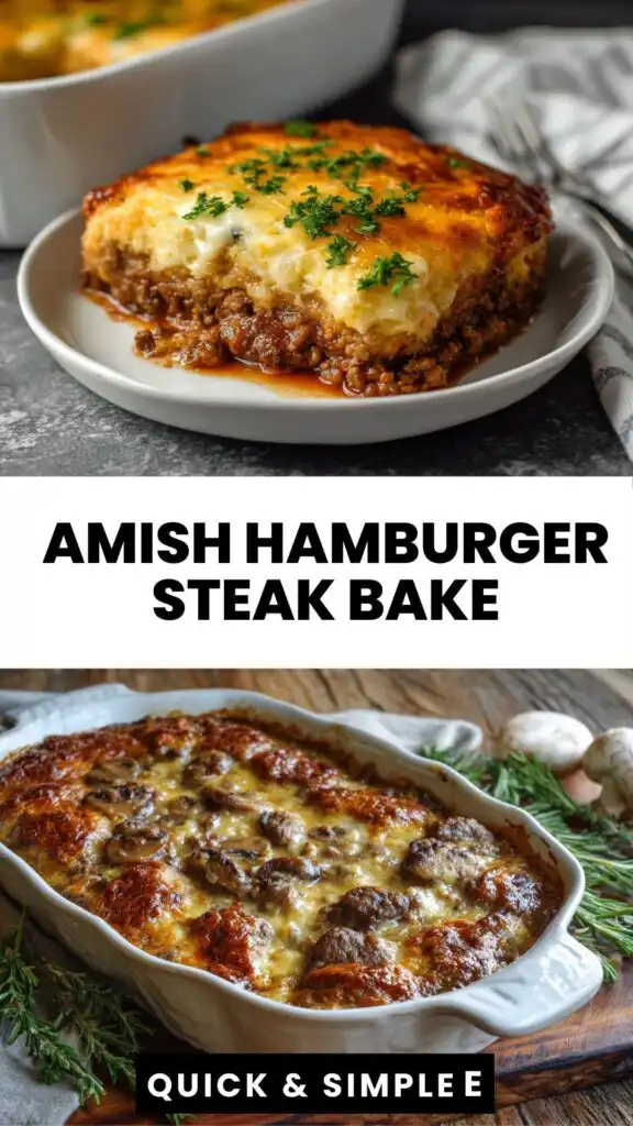 amish hamburger steak bake comfort food 1