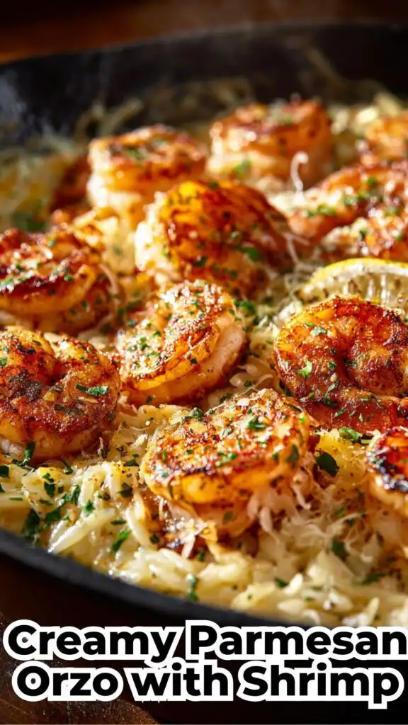 creamy parmesan orzo with shrimp