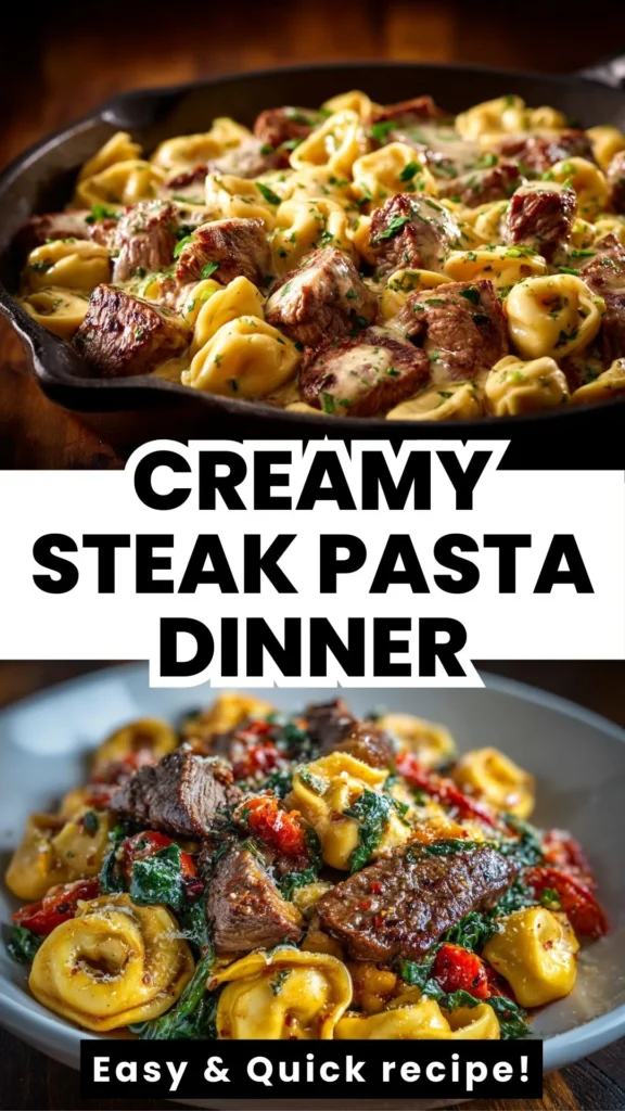 Garlic Steak Tortellini - Creamy One-Pan Pasta That Feels Fancy 1 creamy steak pasta tortellini dinner