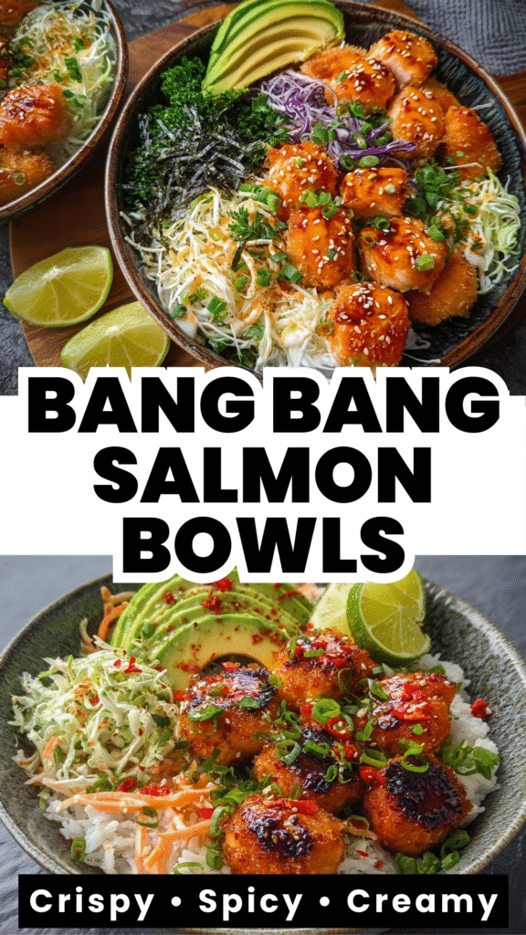 Crispy Bang Bang Salmon Bites Bowls Crunchy, Spicy & Better Than Takeout 2 crispy bang bang salmon bites rice bowl