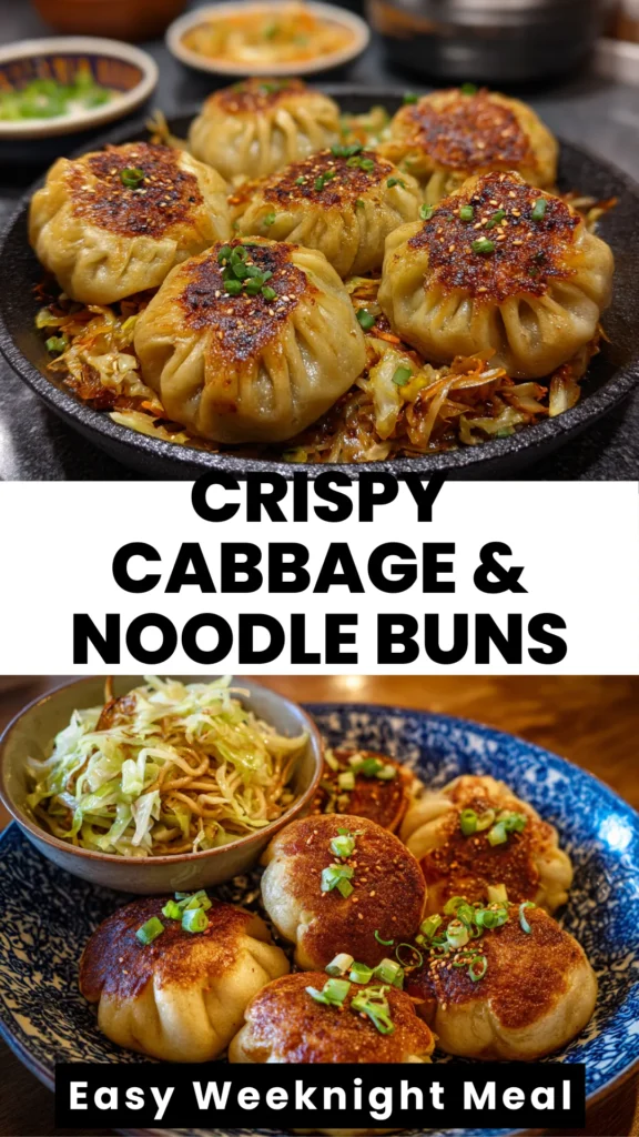 Crispy Pan-Fried Cabbage and Savory Noodle Buns Easy Vegetarian Comfort Recipe 1 crispy cabbage noodle buns vegetarian pan fried dinner