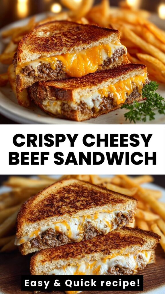 crispy cheesy beef sandwich dinner