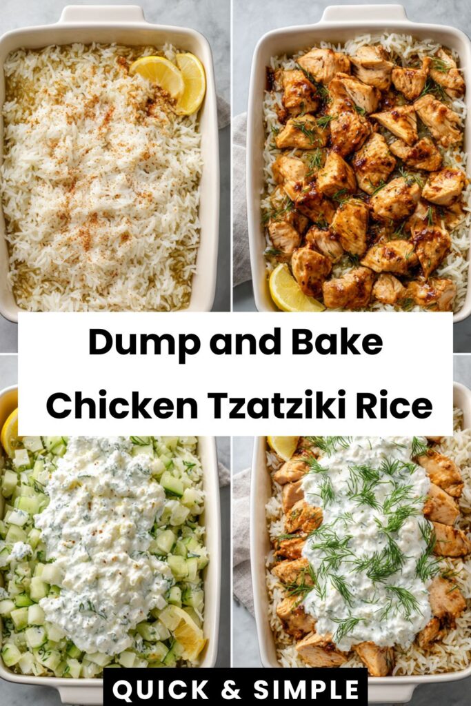 dump and bake chicken tzatziki rice mediterranean dinner