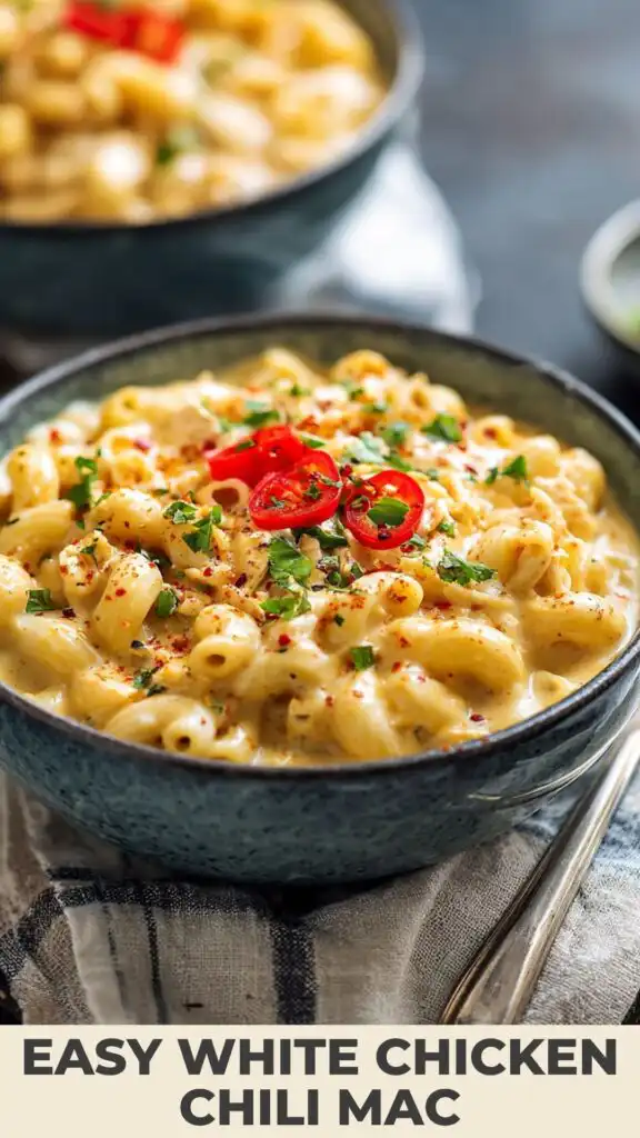 easy white chicken chili mac