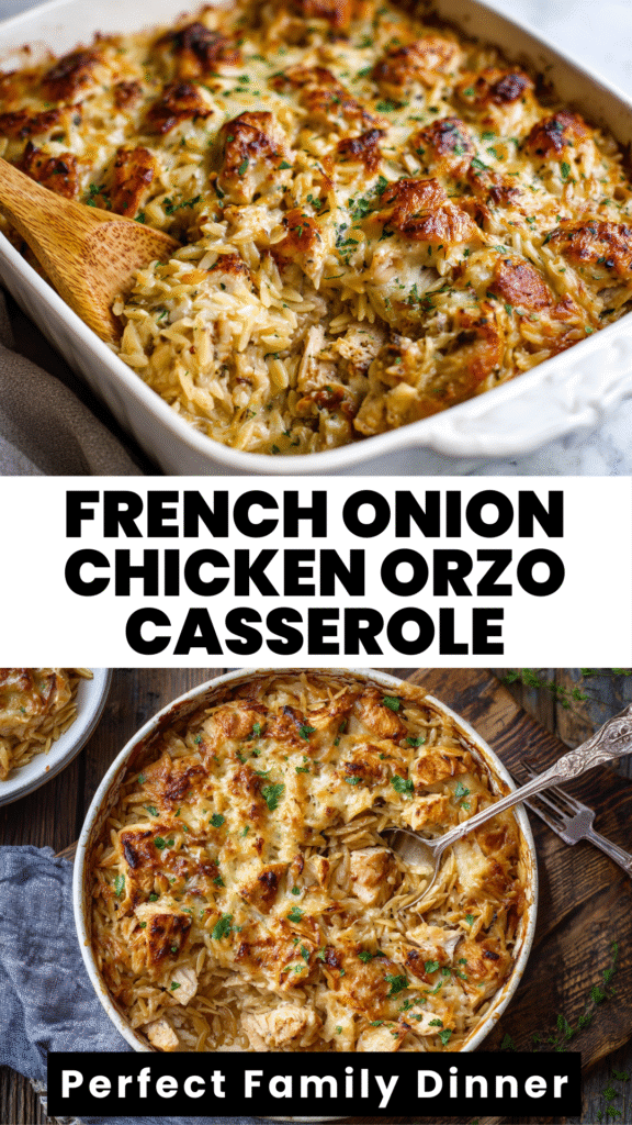 french onion chicken orzo casserole baked