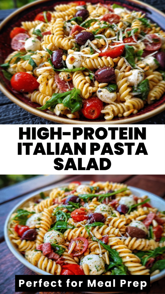 high protein italian pasta salad meal prep