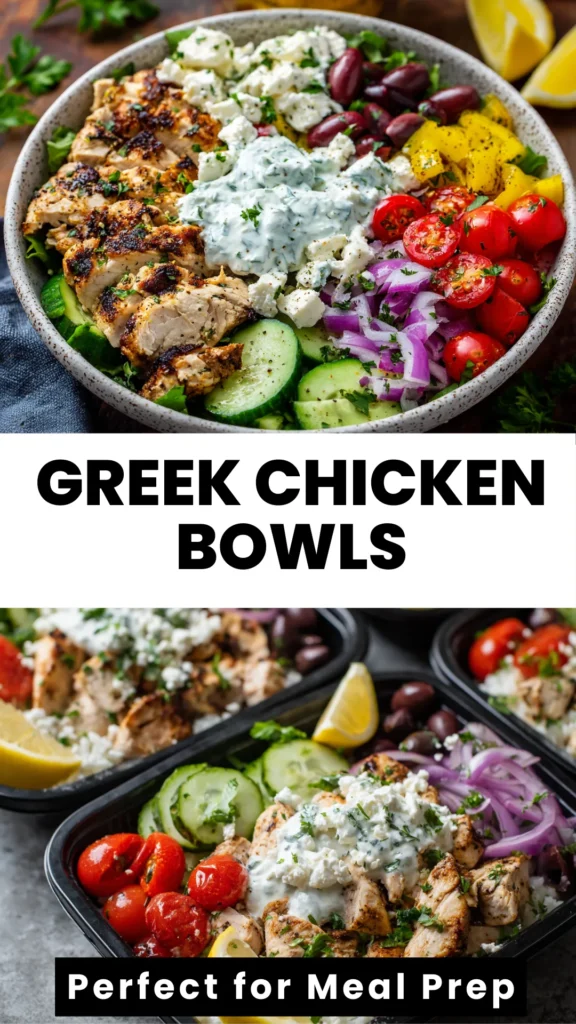 mediterranean chicken bowl with tzatziki meal prep