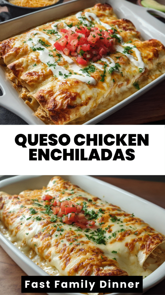 queso chicken enchiladas fast weeknight dinner