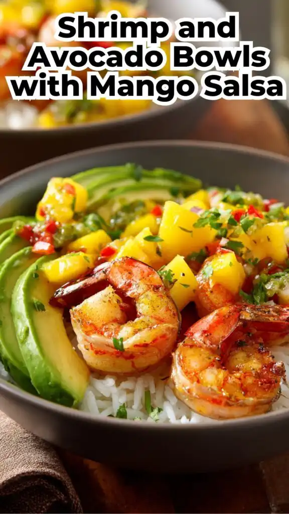 shrimp avocado bowls mango salsa