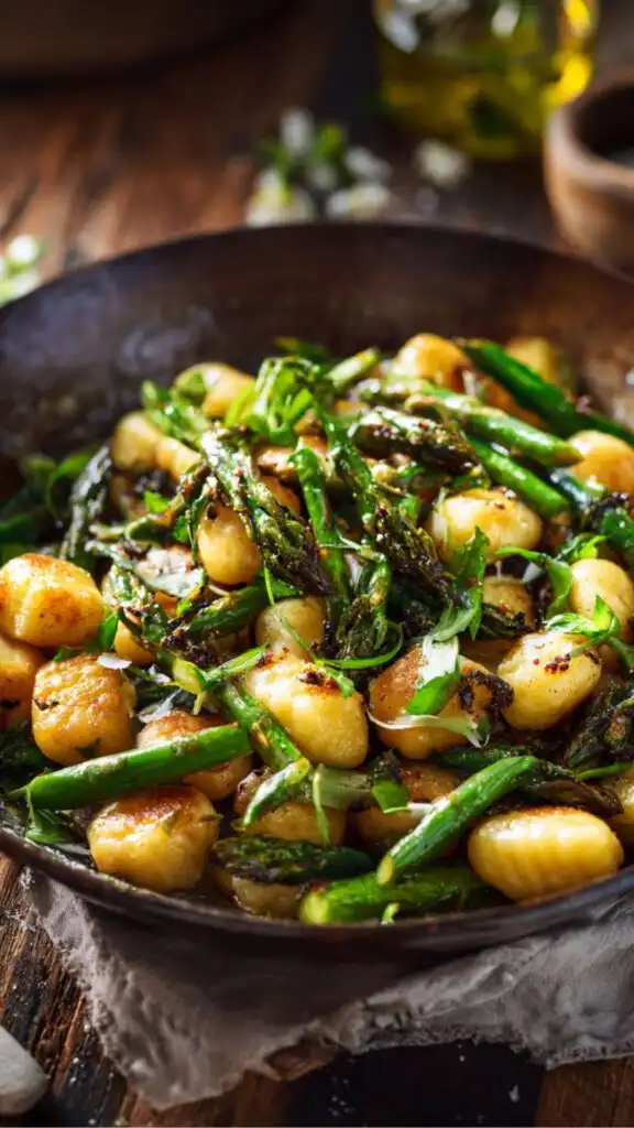skillet gnocchi miso butter asparagus