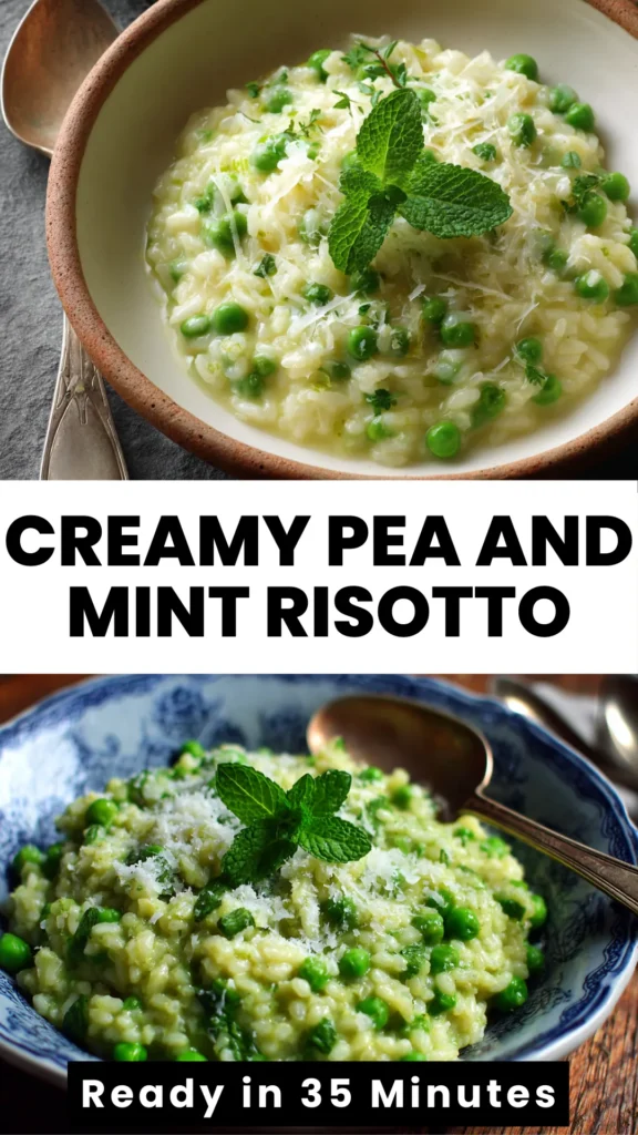 Creamy Pea and Mint Risotto A Fresh & Elegant Italian Comfort Dish 2 spring pea risotto with mint italian dinner