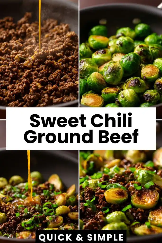 sweet chili ground beef brussels sprouts one pan dinner 1