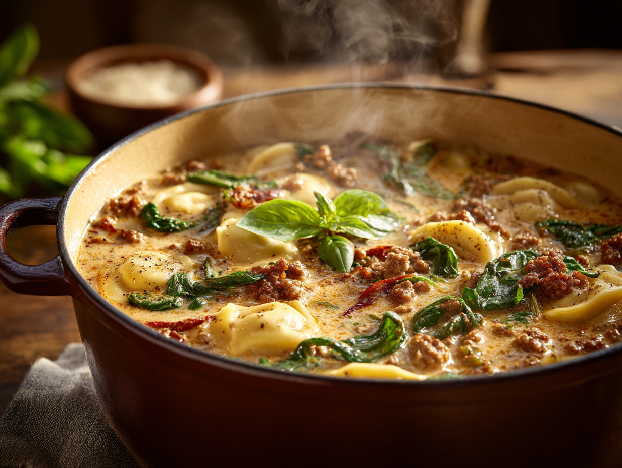 One Oven Ravioli Soup – The Ultimate Creamy Comfort Classic 1 brahim a A rustic Dutch oven filled with creamy Tuscan raviol d371198b 5e9b 4a0a 8a9c bbb6e46ac67f 2