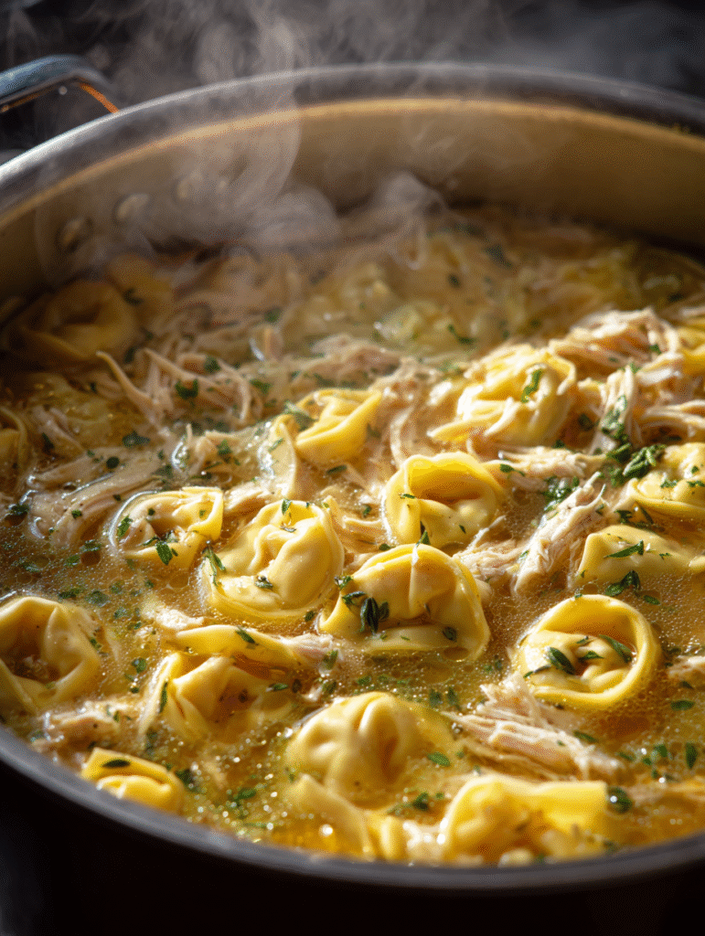 Chicken Tortellini Soup The Ultimate Cozy & Hearty Family Favorite 5 brahim a Cheese tortellini being added into simmering chicken 42d0bc85 6bc9 47c3 8302 0294b0d6ffca 3