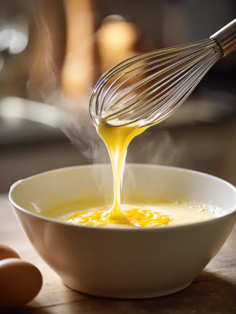 Cozy Greek Lemon Chicken Soup A Bright & Comforting Mediterranean Classic 4 brahim a Close up of whisking eggs and lemon juice in a bowl 43d855d1 531e 4b5a b259 f5cb3aa238c4 2