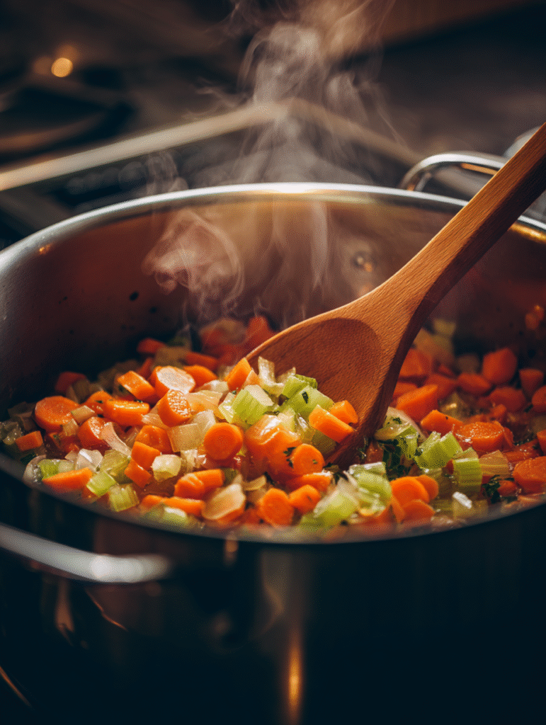 Chicken Tortellini Soup The Ultimate Cozy & Hearty Family Favorite 4 brahim a Diced carrots celery and onions sauting in olive oil 0f51239b 9340 4ca9 99ce c8f509e4c7b3 2