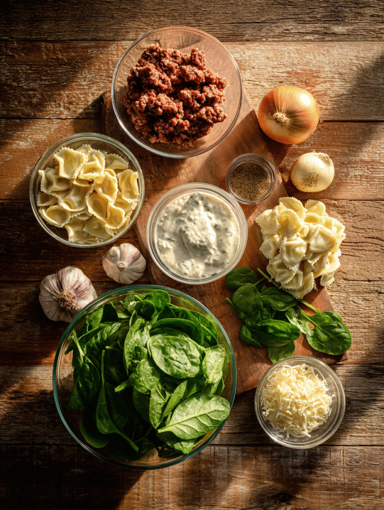 One Oven Ravioli Soup – The Ultimate Creamy Comfort Classic 3 brahim a Flat lay of ingredients for creamy ravioli soup Ital 09183a92 cb02 4465 ac12 92a3a08215a2 2