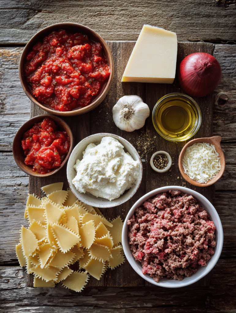 brahim a Flat lay of ingredients for easy lasagna soup recipe f717e177 6244 463e be0d c5d56c1b558e 0