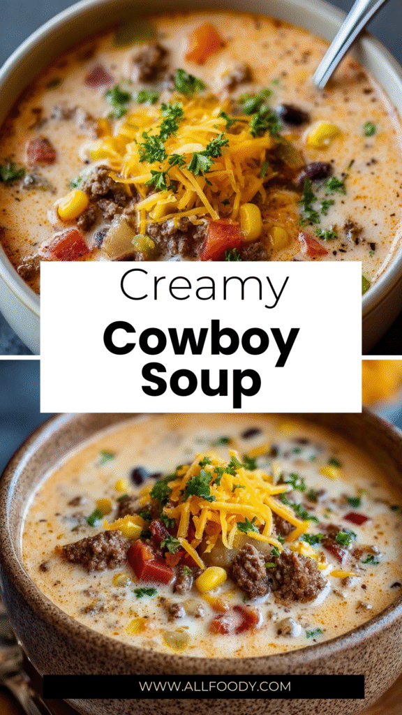 Creamy Cowboy Soup Recipe – The Ultimate Hearty Comfort Bowl 2 creamy cowboy soup recipe hearty ground beef bean soup