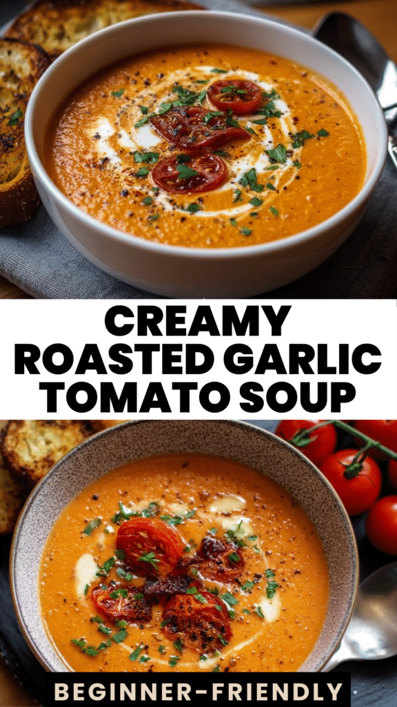 creamy roasted garlic tomato soup recipe