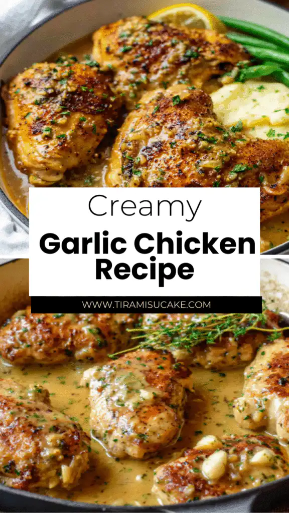 creamy garlic chicken recipe with mashed potatoes