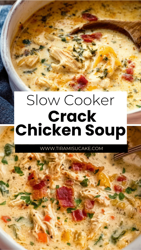 slow cooker crack chicken soup creamy cheddar bacon