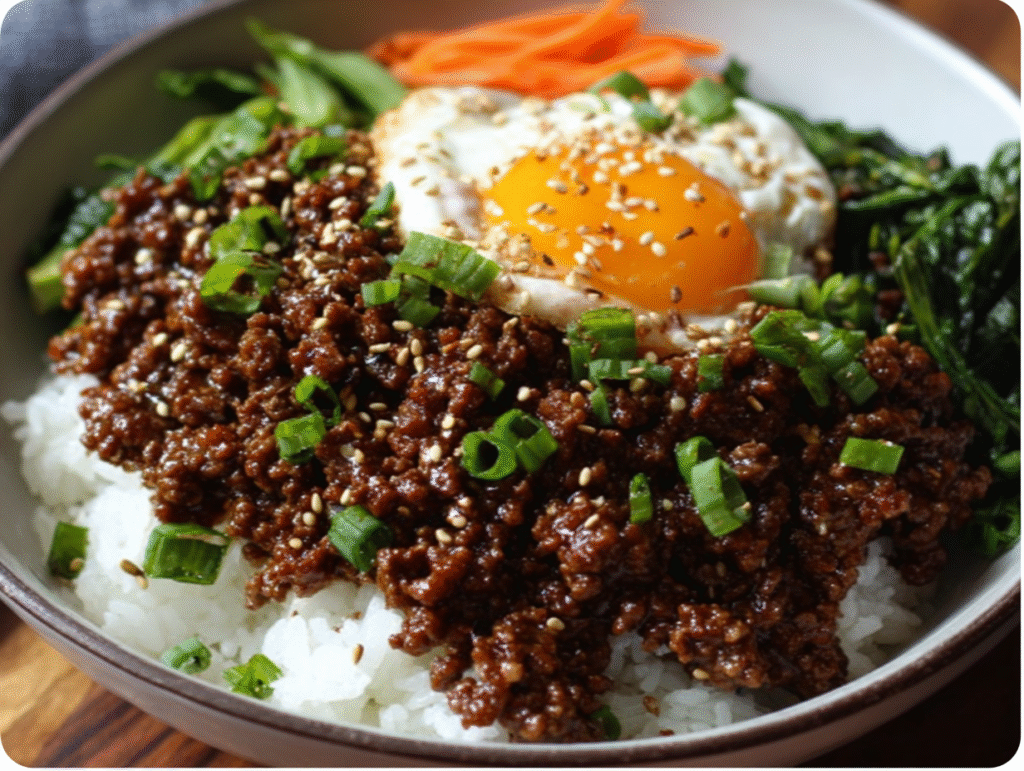 Ingredients for Korean beef bowl