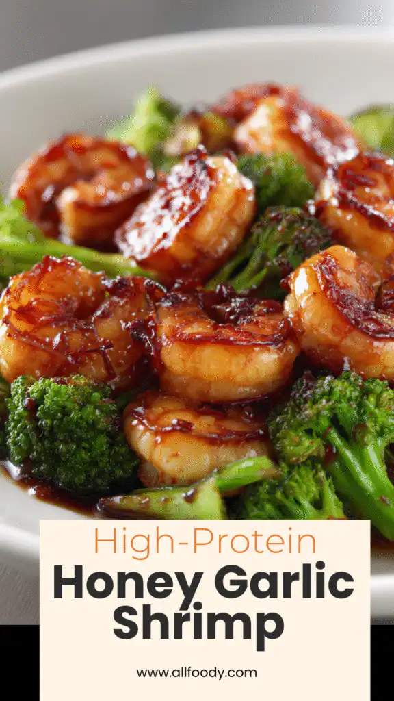 high protein honey garlic shrimp broccoli quick dinner