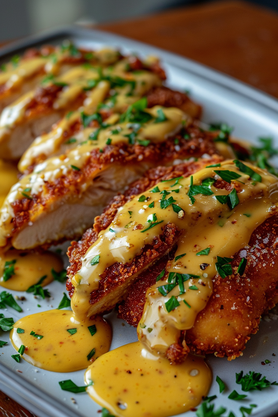 Pretzel Chicken with Mustard-Cheddar Sauce 2 image 1775866871232