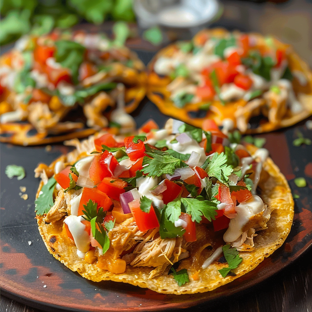 Tasty Rotisserie Chicken Tostadas with Crispy Toppings