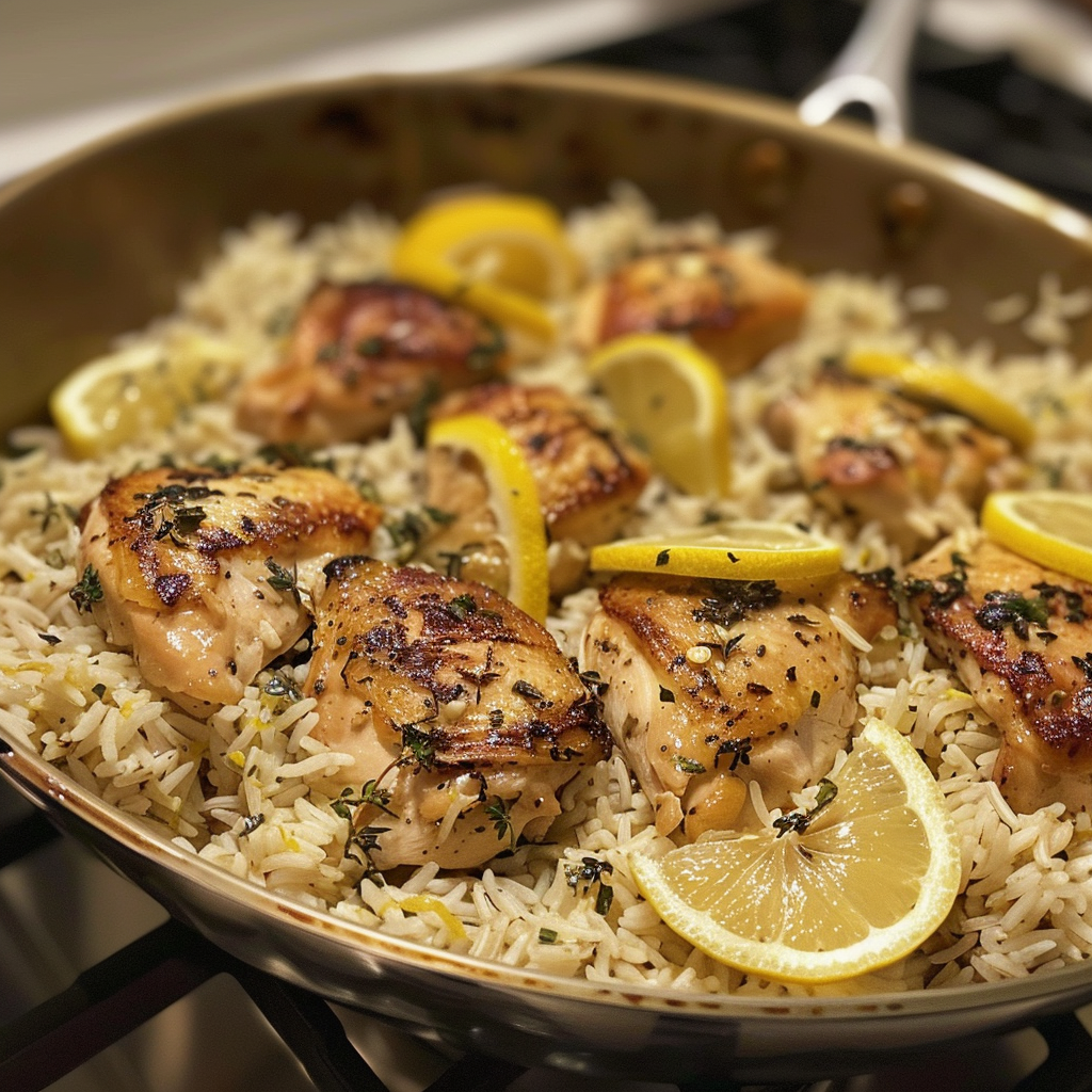 One Pan Lemon Chicken and Rice Recipe