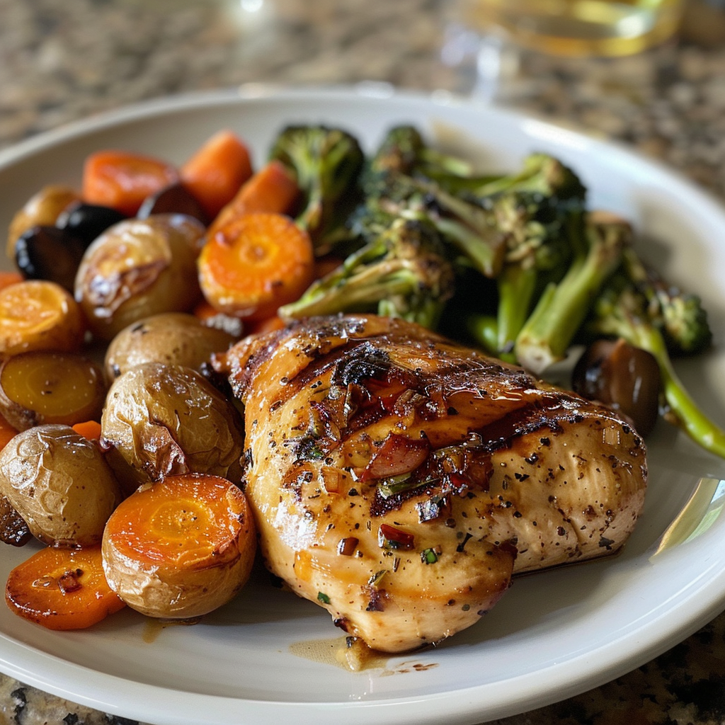 Healthy Chicken Dinner Low Calorie with Fresh Veggies