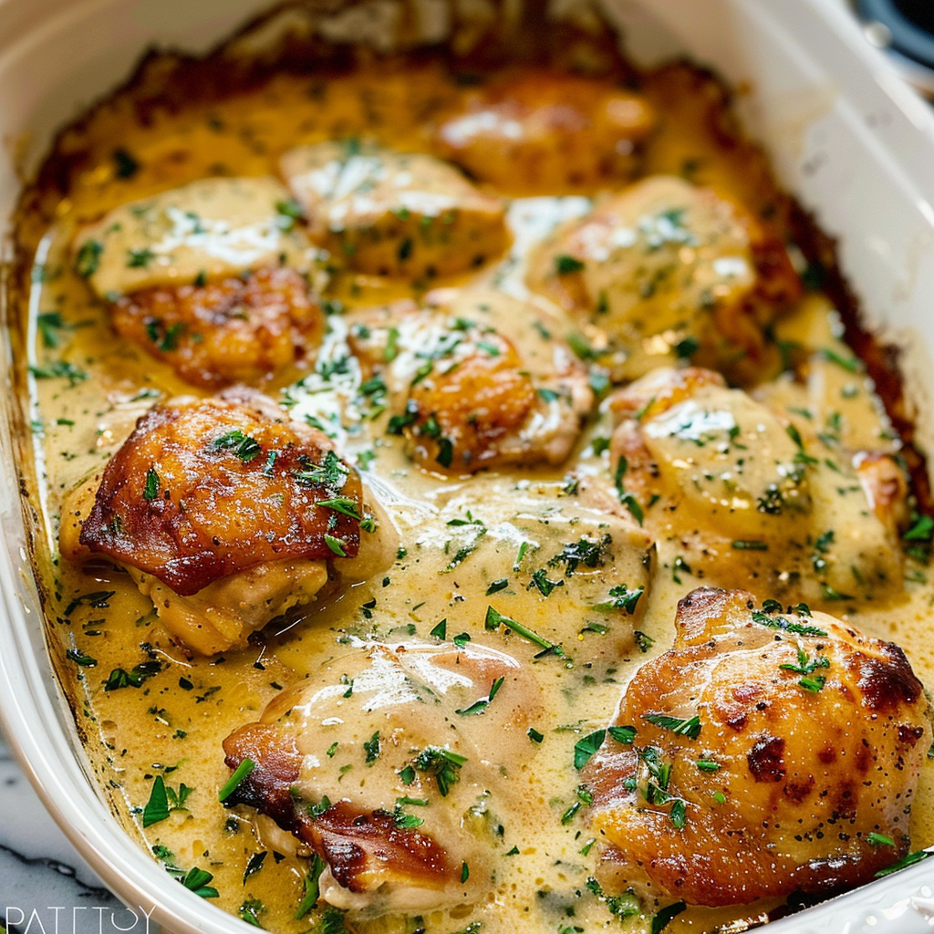 Creamy Oven Baked Chicken Thighs Recipe