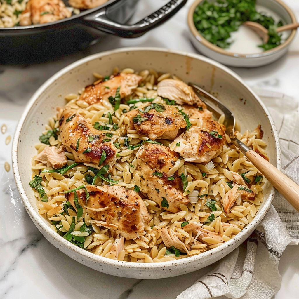 Chicken Orzo with Lemon and Herbs