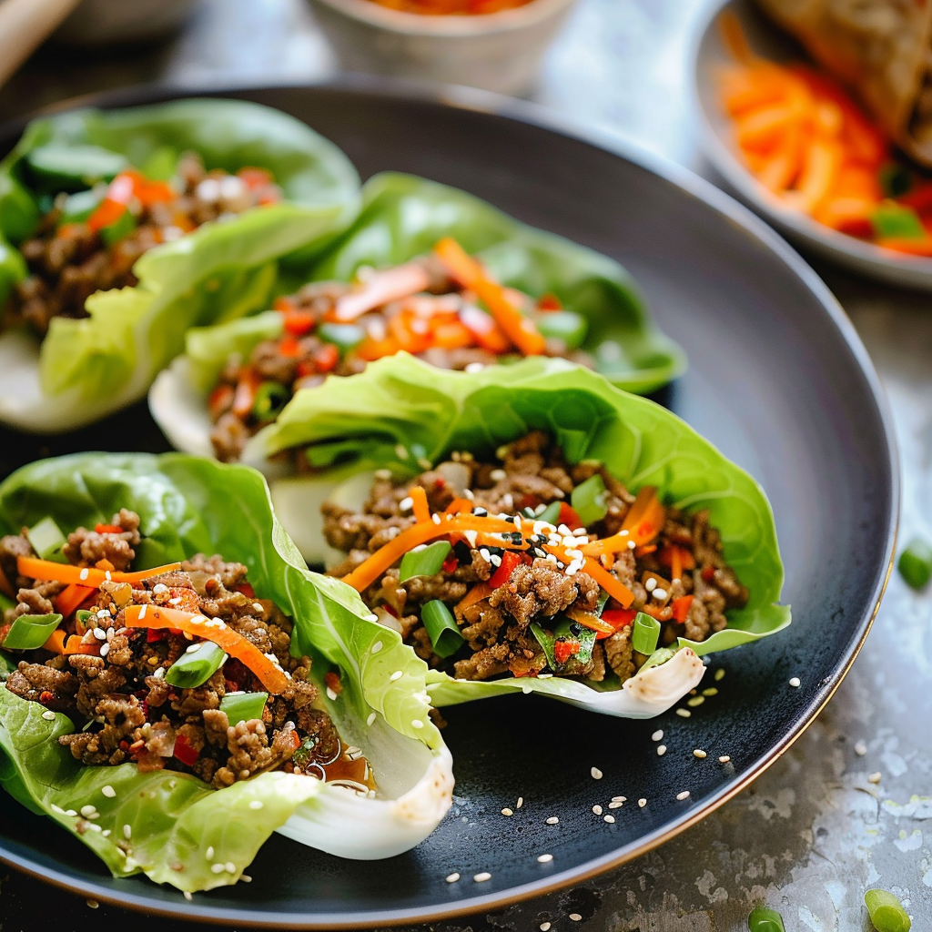 Asian Ground Beef Lettuce Wraps