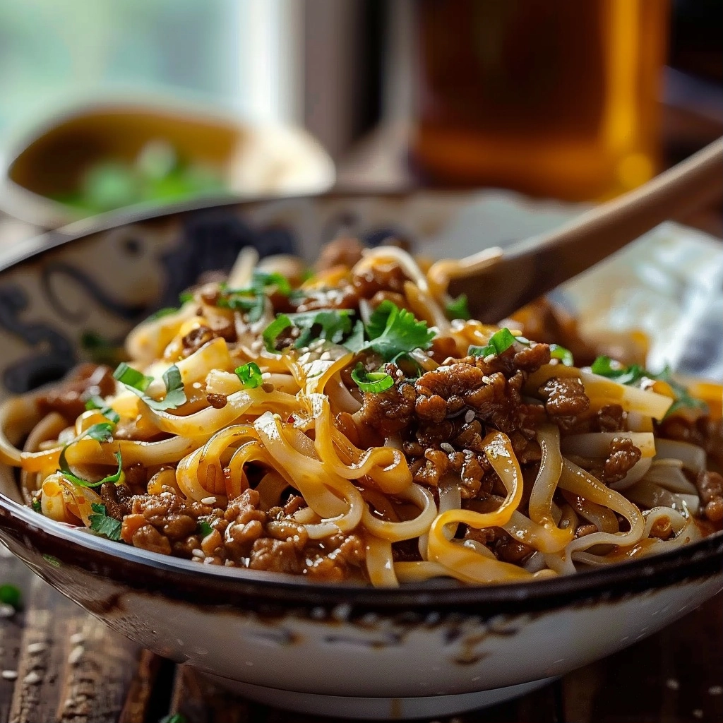 Mongolian Ground Beef Noodles Recipe
